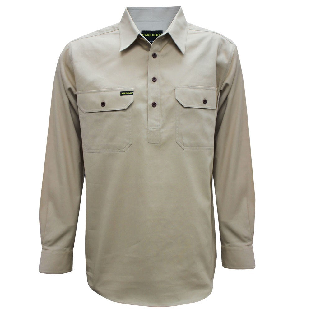 Hard Slog Men's Half Placket Light Cotton Shirt