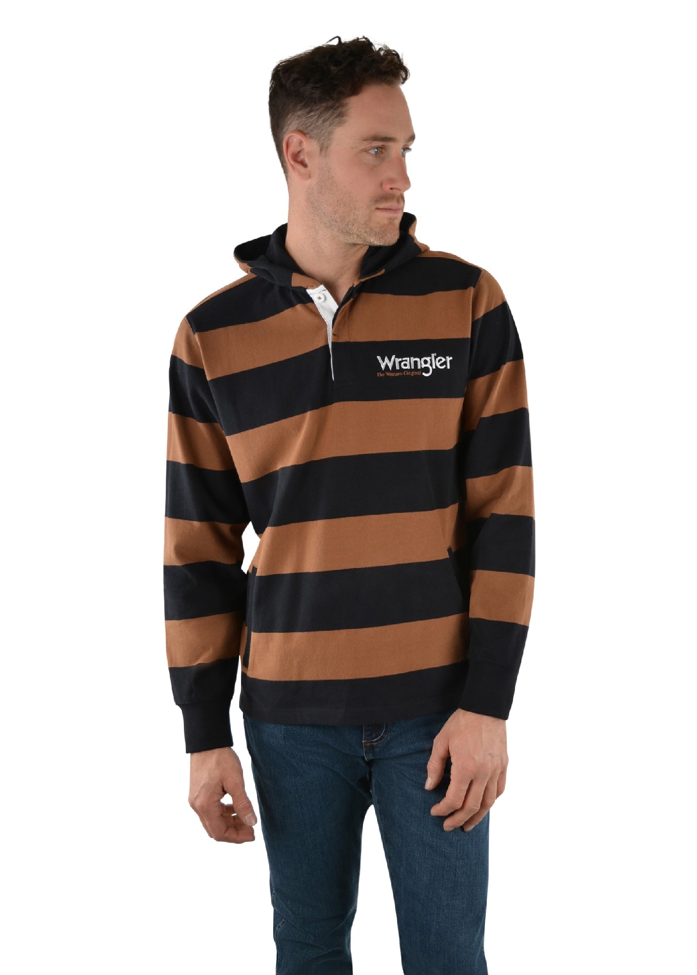 Wrangler Men’s Bolton Hood Stripe Rugby