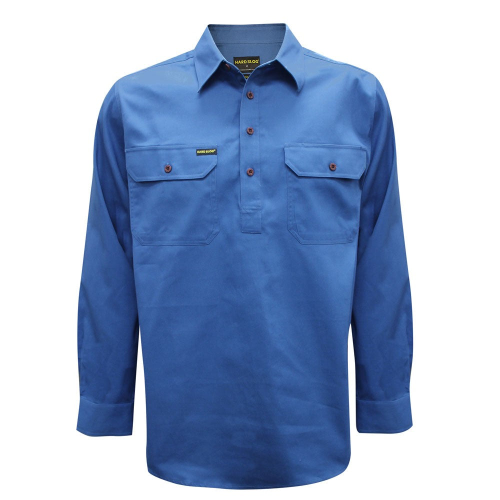 Hard Slog Men's Half Placket Heavy Cotton Shirt