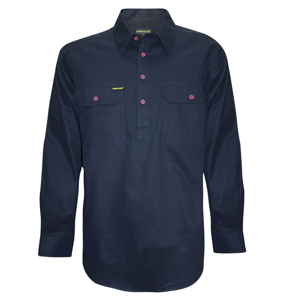 Hard Slog Men's Half Placket Light Cotton Shirt