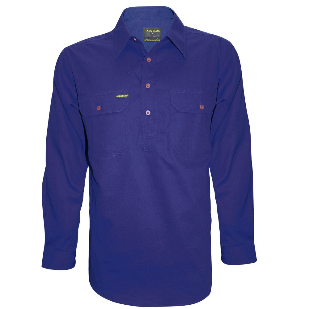 Hard Slog Men's Half Placket Light Cotton Shirt