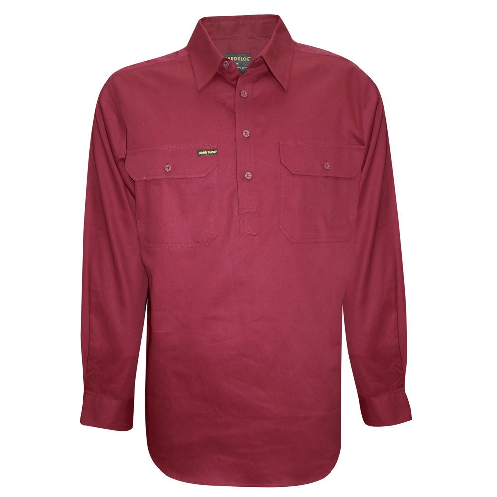 Hard Slog Men's Half Placket Light Cotton Shirt