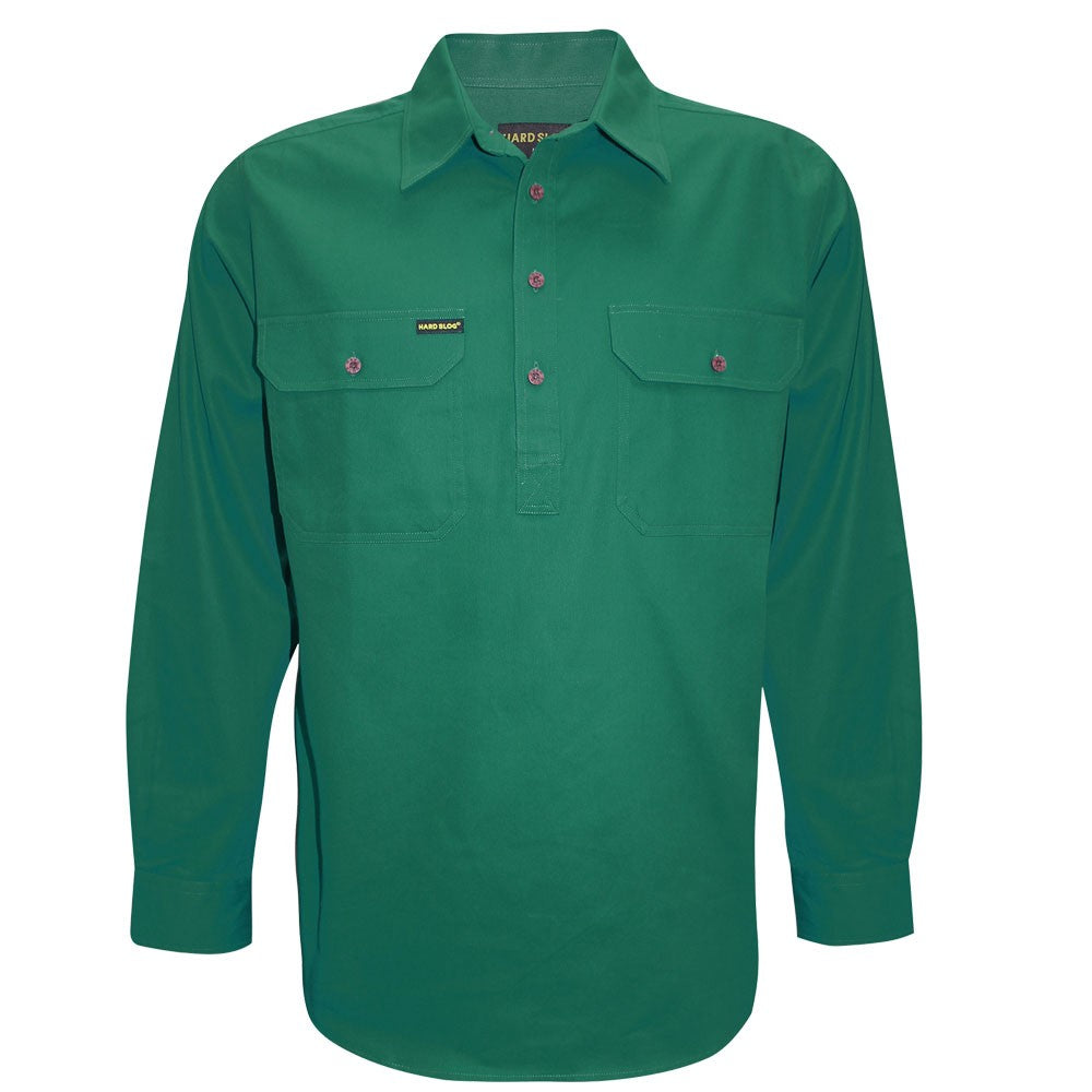 Hard Slog Men's Half Placket Light Cotton Shirt