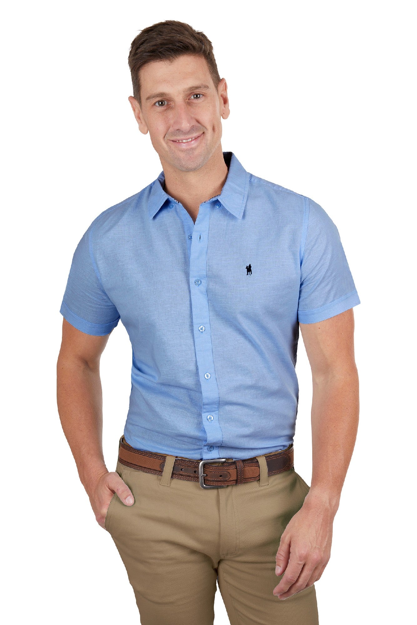 Thomas Cook Men's Linen Tailored SS Shirt [Sz:XS Clr:LIGHT BLUE]