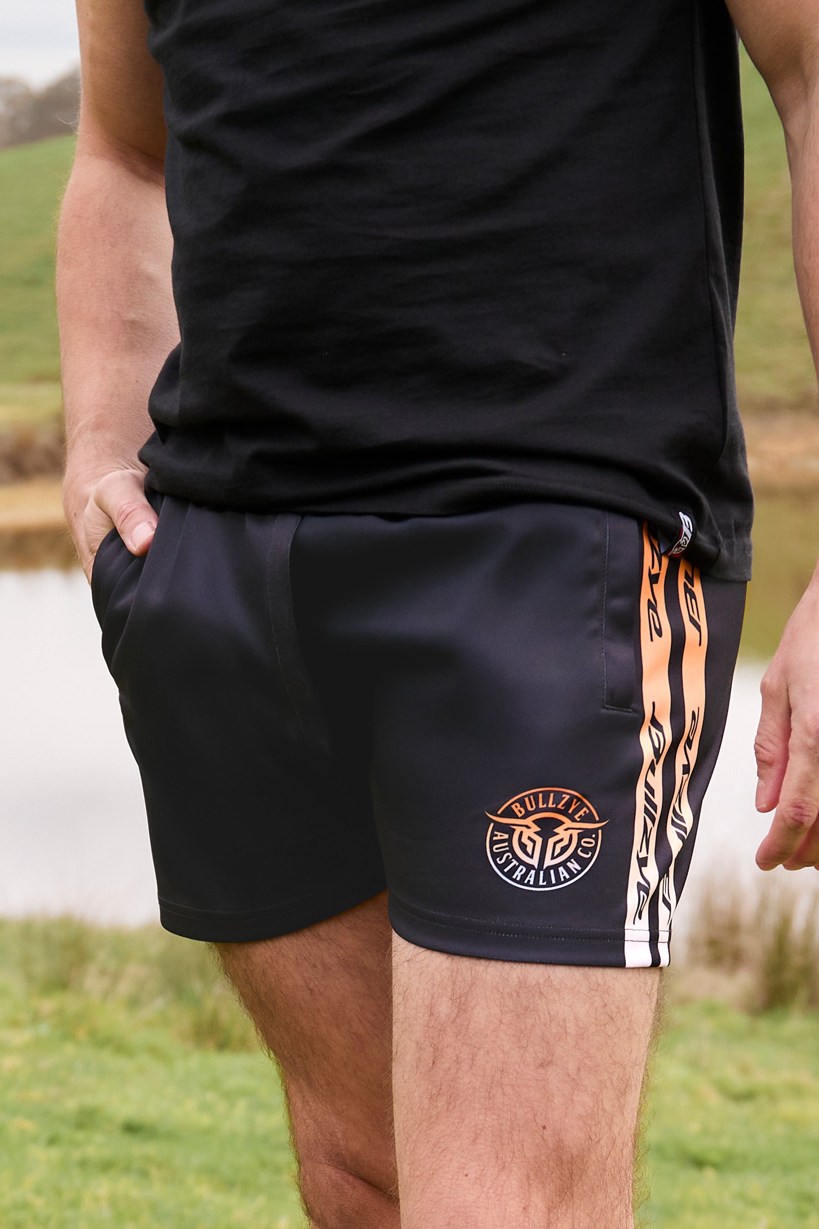 Bullzye Men's Black Bullring Sports Shorts